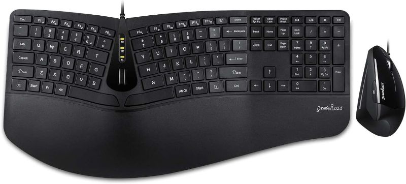 Photo 1 of **MISSING MOUSE, KEYBOARD ONLY***MISSING NUMBER 9 KEY**
Perixx Periduo-505, Wired USB Ergonomic Split Keyboard and Vertical Mouse Combo with Adjustable Palm Rest and Short Tactical Membrane Keys, US English Layout
