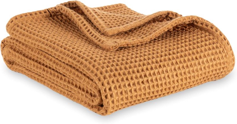 Photo 1 of Berkshire Blanket-Waffle Lyra Acrylic Throw Blanket, Lightweight Soft Cozy Knitted Throw, 300GSM Warm Waffle Throw for Bed, Sofa, Couch and Travel, Burnt Auburn, 50 x 60 in
