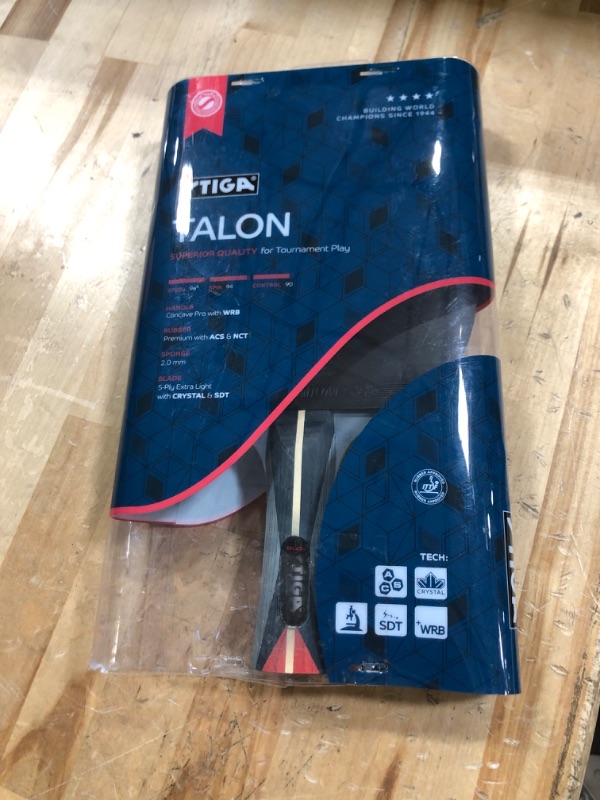 Photo 1 of (Minor Damage/see notes)
STIGA Talon Ping Pong Paddle - 6-Ply Ultra-Light Blade - 2mm Tournament-Approved Sponge - Flared Handle for Enhanced Control - Competitive Table Tennis Racket for Family Fun