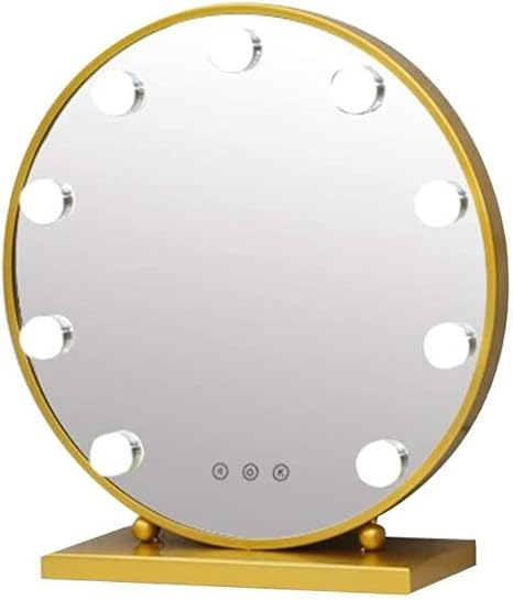 Photo 1 of (READ FULL POST) Makeup Mirror Makeup Mirror Rechargeable Vanity Mirror, Touchscreen Dimmable LED Light Free Standing Table Cosmetic Mirror on Stand Wall-Mounted Vanity Mirrors (Gold 50cm) 20IN BY 20IN 
