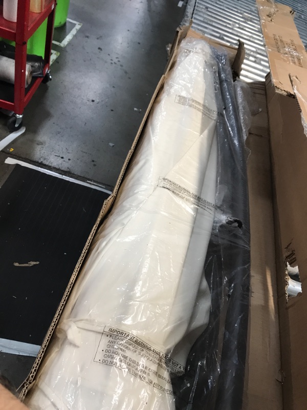 Photo 1 of ***(PARTS ONLY/ NON FUNCTIONAL/ NO RETURNS OR REFUNDS) ***
\FLAME&SHADE 10 ft Cantilever Offset Solar Powered Outdoor Patio Umbrella with LED Lights and Cross Base Stand Ivory