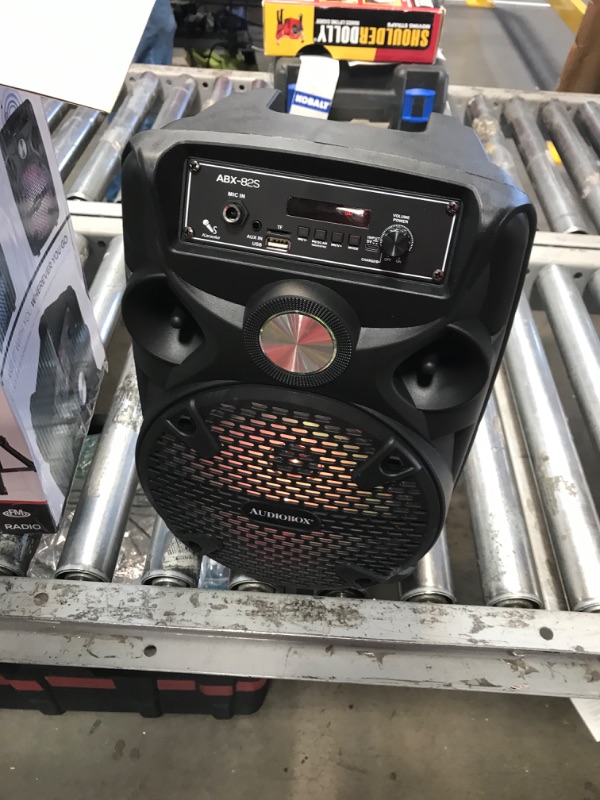 Photo 2 of **MISSING STAND**  AUDIOBOX ABX-82S Portable 8" PA Speaker with Stand, WaveSync™ Technology, Bluetooth, LED Lights, 1100W - includes Microphone & USB Cable