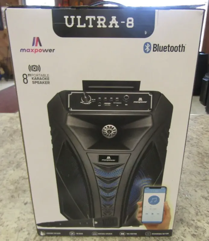 Photo 1 of **MISSING MICROPHONE**  Maxpower MPD8919 Ultra-8 Portable Bluetooth Karaoke Speaker