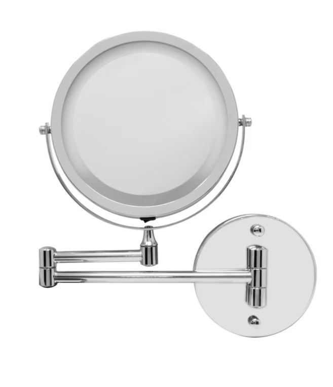 Photo 1 of allen + roth 4.75-in x 11.5-in Polished Chrome Double-sided 5X Magnifying Wall-mounted Vanity Mirror with Light
