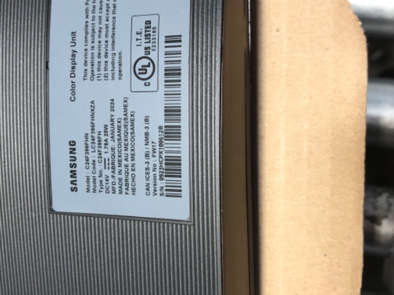 Photo 3 of SAMSUNG 23.5” CF396 Curved Computer Monitor, AMD FreeSync for Advanced Gaming, 4ms Response Time, Wide Viewing Angle, Ultra Slim Design, LC24F396FHNXZA, Black
