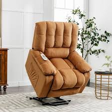 Photo 1 of *MISSING PARTS TO RECLINER BOTTOM PART OF UNIT ONLY* PARTIAL SET* Light Brown Soft Velvet Power Lift Massage Recliner Chair with Heat, Vibration Function and Side Pocket