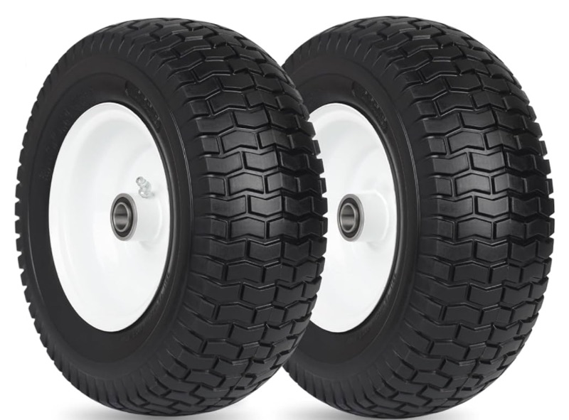 Photo 1 of 13x5.00-6 Flat Free Lawn Mower Tire and Wheel, 13x5-6 Riding Lawnmower Tire with 3"-5.5" Centered Hub and 3/4" & 5/8" Bearings, Tractor Turf Tire Turf-Friendly