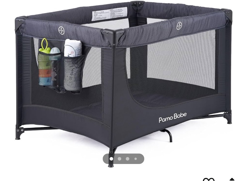 Photo 1 of 
Pamo Babe Portable Crib Baby Playpen with Mattress and Carry Bag (Black)