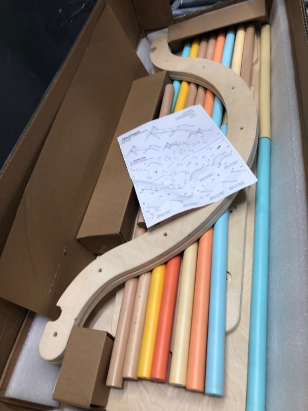 Photo 1 of ***USED - LIKELY MISSING PARTS - UNABLE TO VERIFY FUNCTIONALITY***
Giant bean Pastel 5 in 1 Pikler Triangle Set with Sliding Ramp & Arch, Foldable Wooden Toddler Climbing Toys Indoor, Playground Jungle Gym for Kids Age 1-3, Montessori Climbing Set with Ha