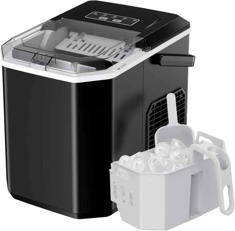 Photo 1 of ***SEE NOTES*** 
Silonn Ice Maker Countertop, Portable Ice Machine with Carry Handle, Self-Cleaning Ice Makers with Basket and Scoop, 9 Cubes in 6 Mins, 26 lbs per Day, Ideal for Home, Kitchen, Camping, RV
