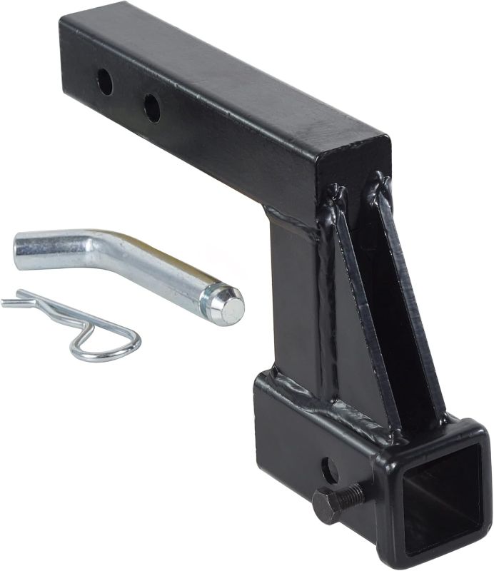 Photo 1 of 864123 Trailer Hitch Riser 6 inch Rise/Drop for 2 inch Receiver Hitch Extension, Solid Shank, Hitch Pin Kit Included
