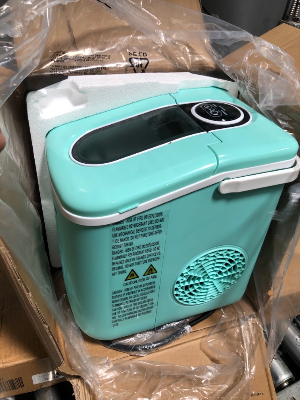 Photo 1 of ***USED - DIRTY - POWERS ON - UNABLE TO TEST FURTHER***
Countertop Ice Maker, Ice Maker Machine 6 Mins 9 Bullet Ice, 26.5lbs/24Hrs, Portable Ice Maker Machine with Self-Cleaning, Ice Scoop, and Basket(Teal)