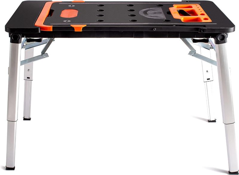 Photo 1 of 
LoJok 7 in 1 Foldable Workbench for Garage, Multifunctional Portable Workbench with 4 Wheels Used as Work Platform, Workbench, Scaffold, Dolly, Saw Horse,...