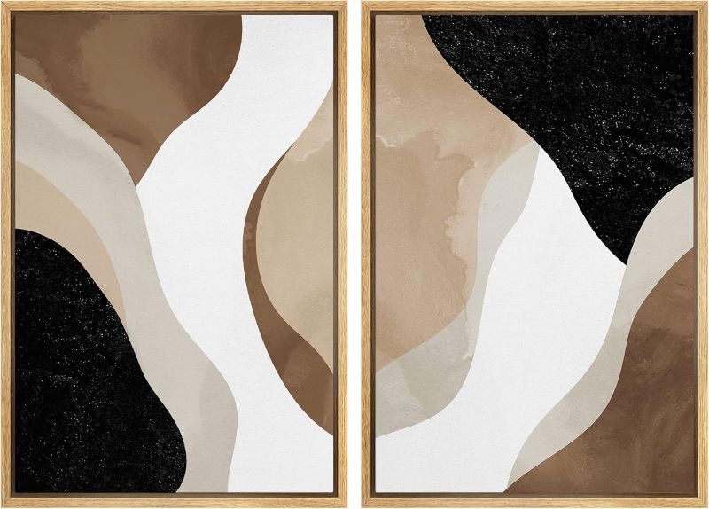 Photo 1 of 
SIGNLEADER Framed Canvas Print Wall Art Set Brown, Tan and Black Watercolor Waves Abstract Shapes Illustrations Modern Relax/Calm Multicolor for Living Room...
Size:24" x 36" x 2 Panels NATURAL
Color:Bas01-2201-yui02
