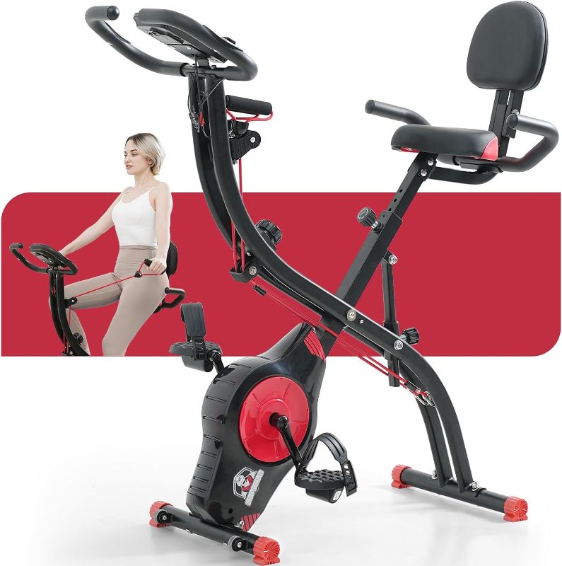 Photo 1 of 
HAPBEAR Folding Exercise Bike Magnetic Foldable Stationary Bike, 3 in 1 Mode Indoor Upright Fitness Workout X-Bike with 8-Level Resistance and Arm...