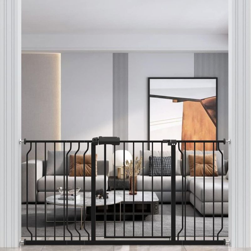 Photo 1 of 
WAOWAO Baby Gate 57.48-62.20" Extra Wide Pressure Mounted Walk Through Swing Auto Close Safety Black Metal Toddler Kids Child Dog Pet Puppy for Stairs...
Color:Black
Size:57.48-62.20 Inch (Pack of 1)