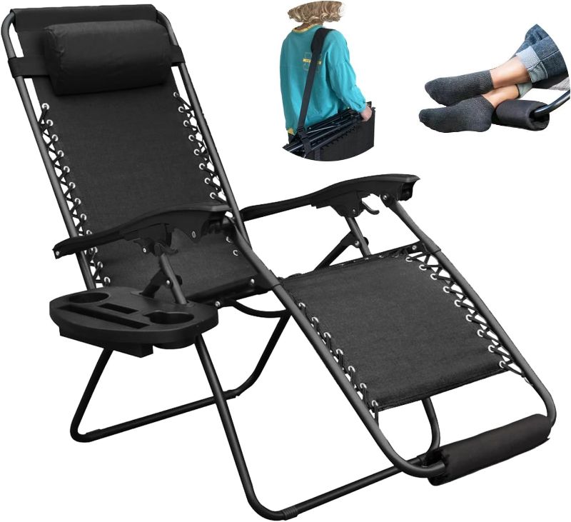 Photo 1 of 
YOMIFUN Zero Gravity Chair, Lawn Chair, Folding Recliner lounge Chair, Everything Included with Padded Head Pillow, Holder Tray, Shoulder Strap, Footrest...
Item Package Quantity:1
Color:Black