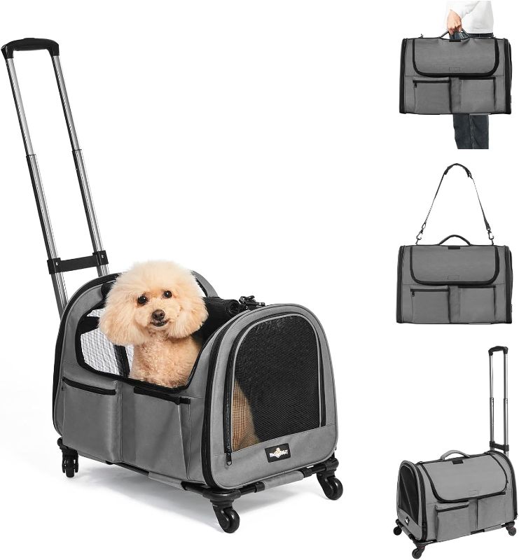 Photo 1 of 
Paw Ballet Large Cat Carrier with Wheels, Foldable Rolling Pet Dog Carrier with Wheels and Big Pocket, Cat Carrier Travel Bag 