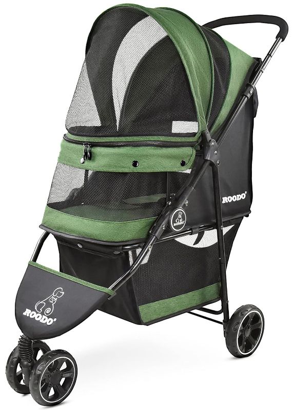 Photo 1 of 
ROODO Dog Stroller 3Wheel Pet Stroller Cat Stroller Lightweight Foldable Portable Compact Jogger Pet Gear Puppy Travel Pet Stroller Suitable for 30lbs Small...
Color:Cationic Green