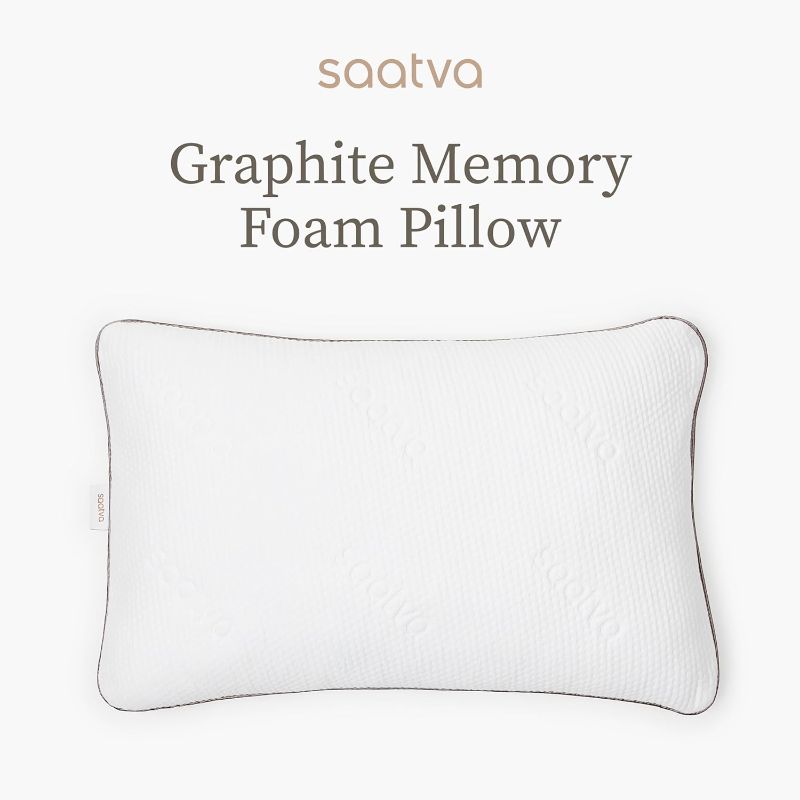 Photo 1 of 
Saatva Graphite Memory Foam Pillow - Cooling Comfort & Contouring Support Ideal for Side Sleepers - Removable & Machine-Washable Cotton Knit Cover -...
Size:Standard/Queen (Pack of 1)
Style:Graphite Memory Foam