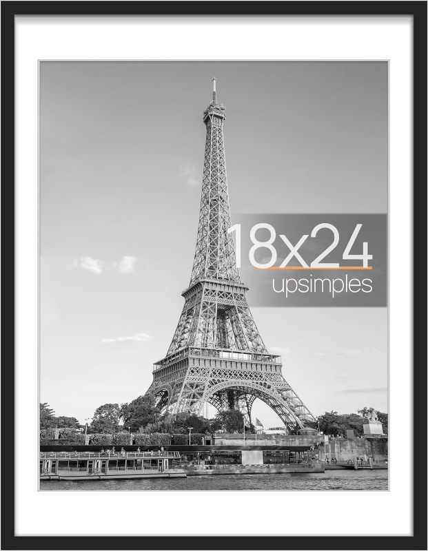 Photo 1 of 
upsimples 18x24 Picture Frame, Display Pictures 16x20 with Mat or 18x24 Without Mat, Wall Hanging Poster Frame, Black, 1 Pack
Color:Black
Size:18x24