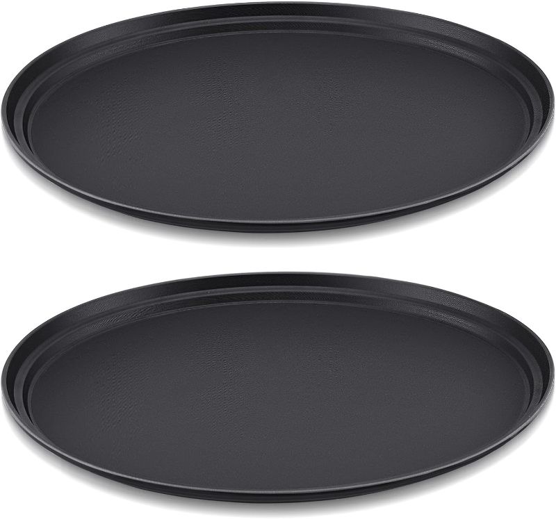 Photo 1 of 
FillTouch 2 Pcs 24 Inch x 29 Inch Restaurant Serving Trays Black PP Plastic Non Slip Tray Rubber Lined Large Oval Tray for Kitchen Dining Room Cafeterias...
Item Package Quantity:2
Size:24 x 29 Inch