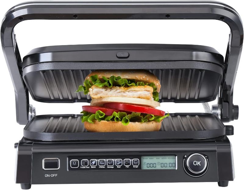 Photo 1 of  VEVOR 7 IN 1 Electric Contact Grill,1800W Indoor Panini Press Griddle,Stainless Steel Teppanyaki Grill with Nonstick&Removable Iron Plate, 0-446? Adjustable Temp Control,LCD Display,110V