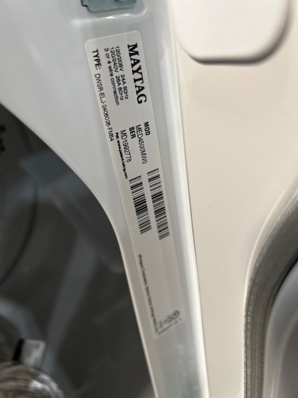 Photo 3 of Maytag 7-cu ft Electric Dryer (White)
