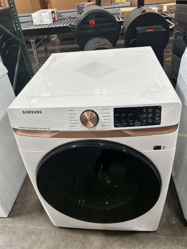 Photo 4 of Samsung 7.5-cu ft Stackable Steam Cycle Smart Electric Dryer (Ivory) ENERGY STAR
