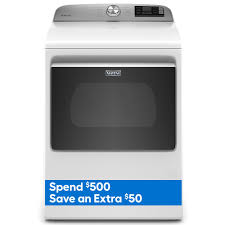 Photo 1 of Maytag Smart Capable 7.4-cu ft Steam Cycle Smart Electric Dryer (White) ENERGY STAR
