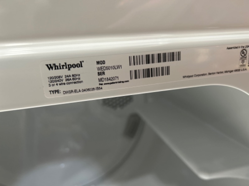 Photo 4 of Whirlpool 7-cu ft Electric Dryer (White)
