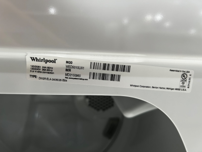 Photo 7 of Whirlpool 7-cu ft Electric Dryer (White)
