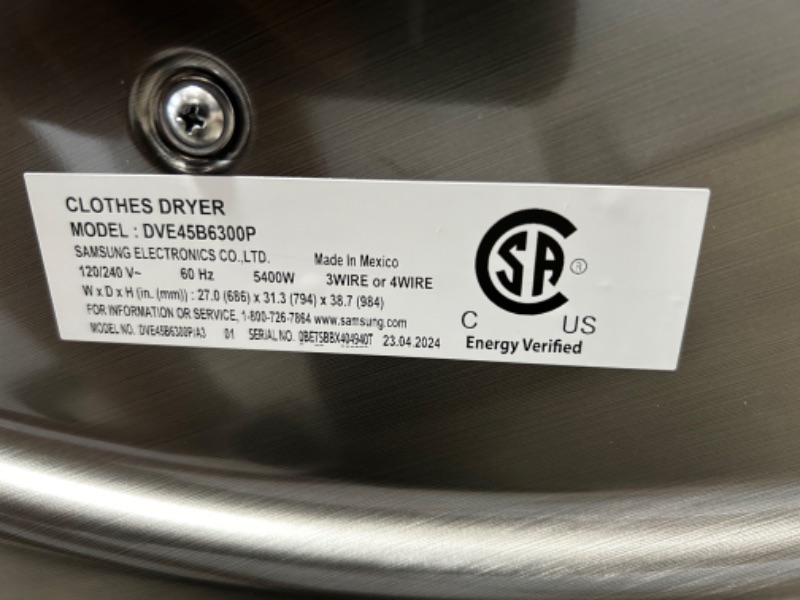 Photo 1 of Samsung 7.5-cu ft Stackable Steam Cycle Smart Electric Dryer (Platinum)
