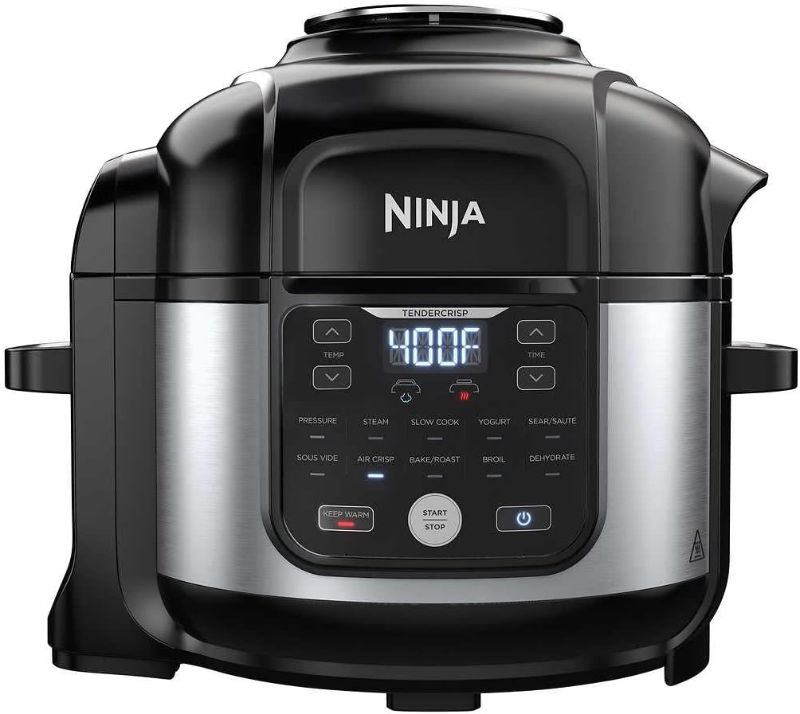 Photo 1 of ***HEAVILY USED AND DIRTY - SCRATCHED - SEE PICTURES - POWERS ON - UNABLE TO TEST FURTHER***
Ninja OS301/FD305CO Foodi 10-in-1 Pressure Cooker and Air Fryer with Nesting Broil Rack, 6.5-Quart Capacity, and a Stainless Finish (Renewed)