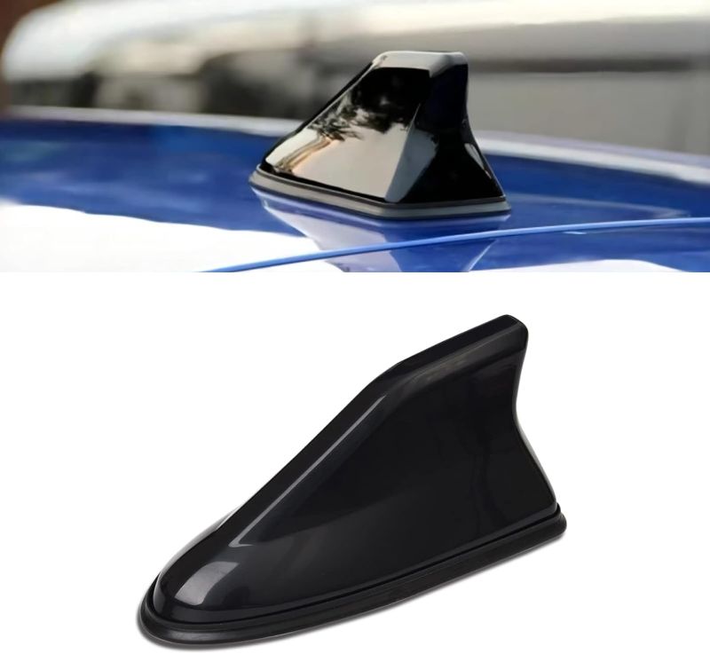 Photo 1 of 1 Pack Shark Fin Antenna Cover, Antenna Tail Modification Special, Replacement Car Roof Decorative Antenna Cap, for Car SUV Truck (Black)
