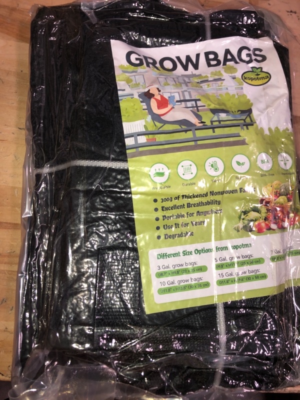 Photo 2 of 5Packs Mixed Size Grow Bags, Fabric Plant Grow Bags Fabric Planters Garden Bgas Fabric Pots Potato Grow Bags, Grow Bags 5Gal*2/7Gal/10Gal*2 5Gal+5Gal+7Gal+10Gal+10Gal Black