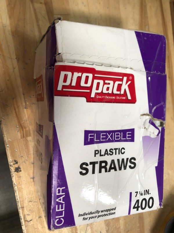 Photo 2 of [400 Count] Propack Individually Wrapped 7 3/4 Inch Clear Plastic Disposable Drinking Flexible Straws For Home, Store, Office, Wedding, Events, Parties, Take Out, Water, Juice, Soda, Beer, Cocktails,