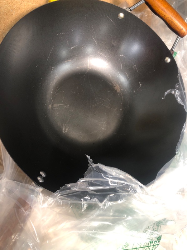 Photo 2 of **PAN HAS SCRATCHES, SEE PHOTO**
Kenmore Hammond Flat Bottom Carbon Steel Wok, 14-Inch, Black
