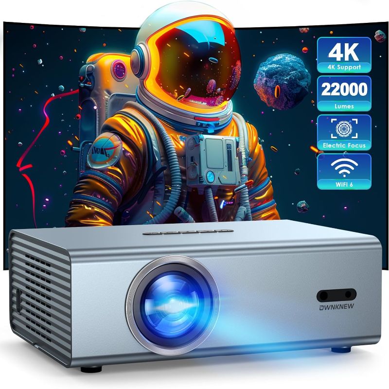 Photo 1 of [Electric Focus]4K Projector with WiFi6 and Bluetooth 5.3, 22000 L Outside Video Movie Projectors, OWNKNEW Outdoor Gaming Projector, Support Auto Keystone Correction for Phone/TV/iPhone/HDMI/USB
