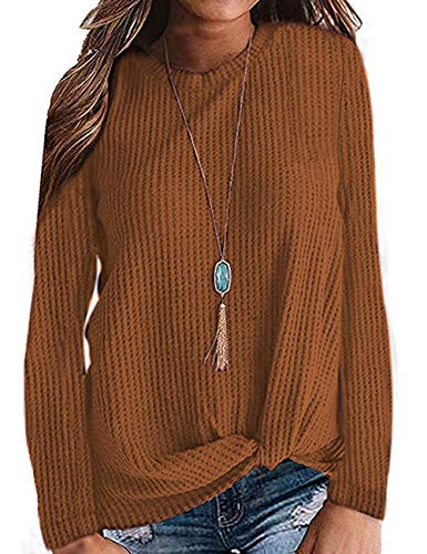 Photo 1 of  TODOLOR Women Long Sleeve T Shirts Casual Twist Knot Top Loose Blouse Cute Tunic, Med.