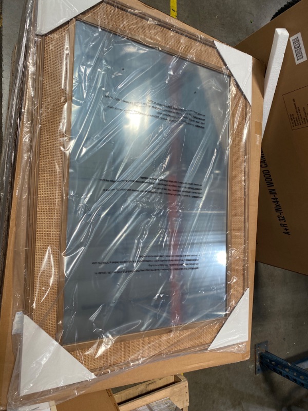 Photo 1 of allen + roth 32-in W x 44-in H Natural Wood Polished Wall Mirror
