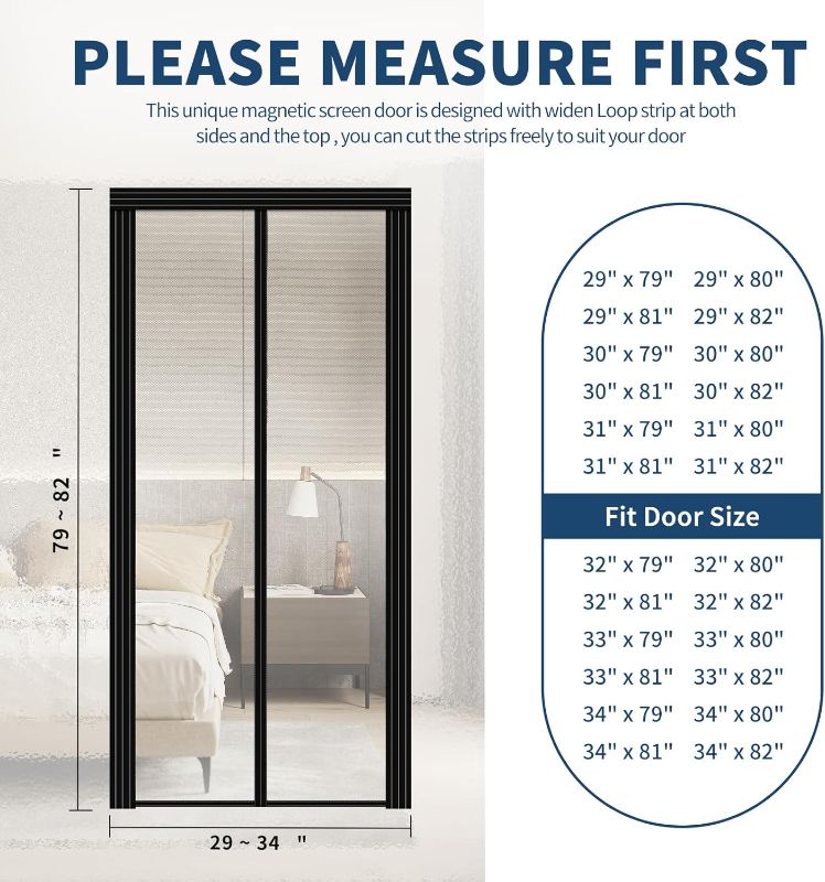 Photo 3 of Adjustable Transparent Insulated Door Curtain, Magnetic Thermal Self-Closing Screen Door Cover, Hands Free for Kitchen, Bedroom, Air Conditioner Room, Fits Doors up to Width 29" - 34" Height 79" - 82"