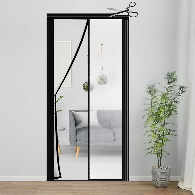 Photo 1 of (READ FULL POST) Adjustable Transparent Insulated Door Curtain, Magnetic Thermal Self-Closing Screen Door Cover, Hands Free for Kitchen, Bedroom, Air Conditioner Room, Fits Doors up to Width 29" - 34" Height 79" - 82"