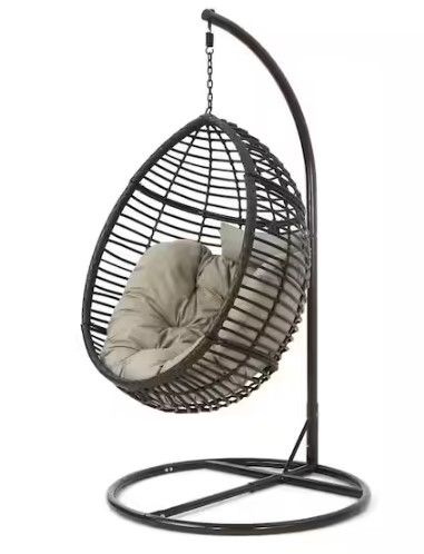 Photo 1 of ******THIS IS ONLY THE STAND****  Noble House Multi-Brown Steel Egg-Shaped Outdoor Patio Swing with Khaki Cushion