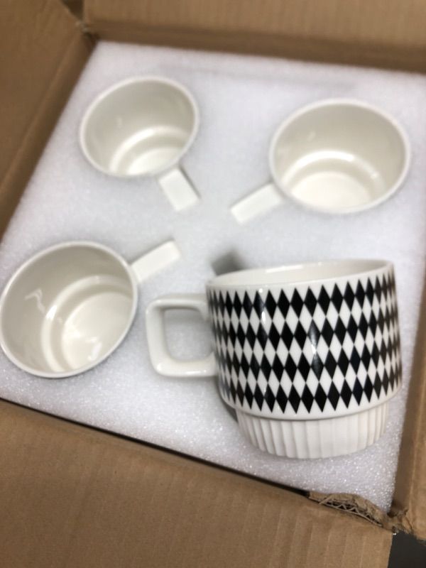 Photo 1 of 4 CUP SET WHITE BLACK 