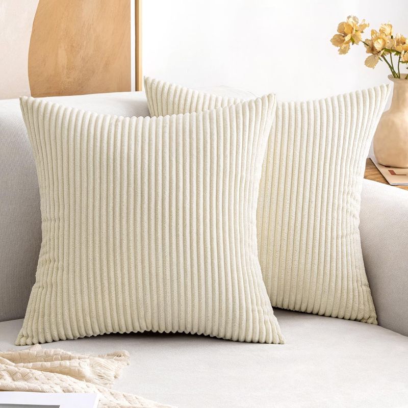 Photo 1 of 
One Cover Cream, One Cover White**MIULEE Pack of 2 Corduroy Pillow Covers Soft Soild Cushion Cases Decorative Square Throw Pillow Covers Cream White Pillowcases for Sofa Bedroom Car 18 x 18...
Size:18x18 Inch (Pack of 2)
Color:Cream White