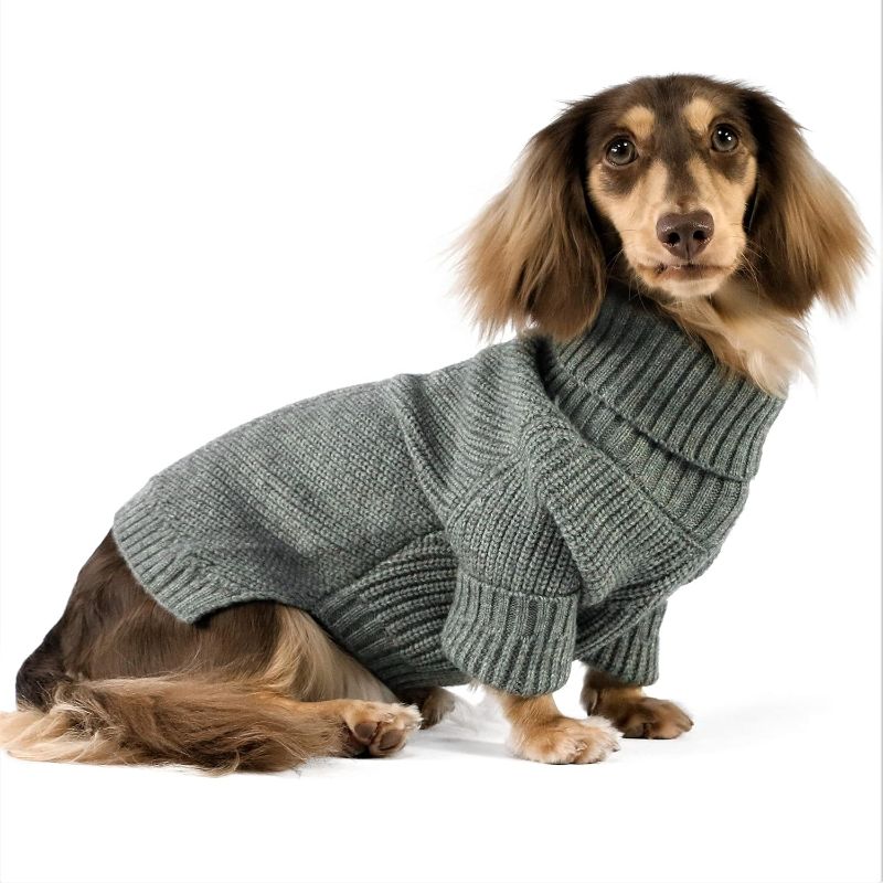 Photo 1 of 
Fitwarm Dog Turtleneck Sweater, Thermal Knitted Pet Coat, Dog Winter Clothes for Small Dogs, Cat Apparel, Heather Grey LARGE