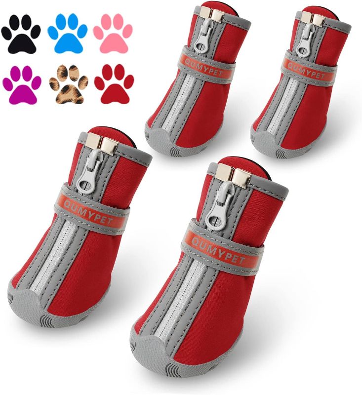 Photo 1 of 
QUMY Dog Shoes for Small Dogs, Puppy Dog Boots & Paw Protectors for Winter Snowy Day, Summer Hot Pavement, Waterproof in Rainy Weather, Ourdoor Walking,...
Pattern Name:Red
Size:size 2: 1.59"x1.18"(L*W)