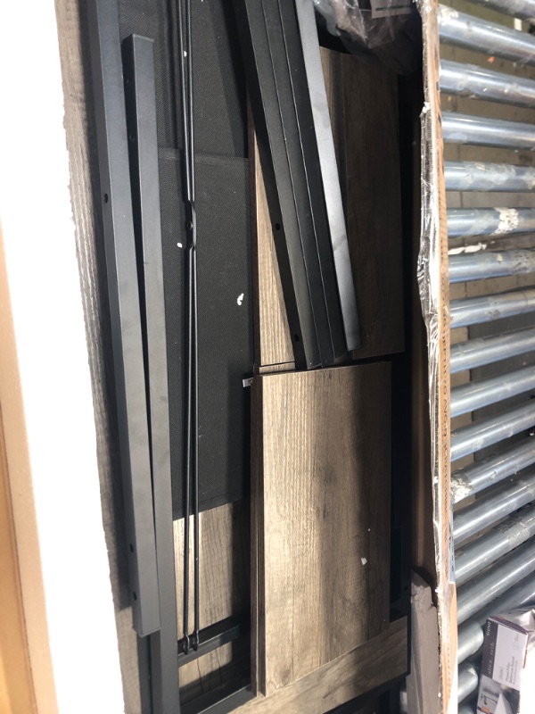 Photo 1 of ODK Office Small Computer Desk: Home Table with Fabric Drawers & Storage Shelves, Modern Writing Desk, Black, 48"x16" Black 48 Inch