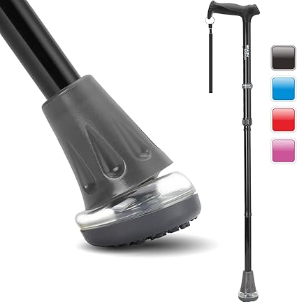 Photo 1 of All Terrain Walking Cane for Men & Women, Lightweight, Foldable, Adjustable, Shock Absorption, Collapsible, Air Cushion Cane Tip Walking Stick for Seniors & Adults
